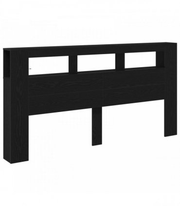 vidaXL LED Headboard Black Oak 200 x 18.5 x 103.5 cm Engineered Wood