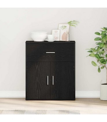 vidaXL Sideboard with Drawer Black Oak 60 x 31 x 70 cm Engineered Wood