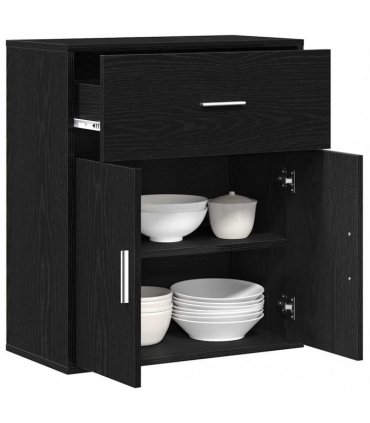vidaXL Sideboard with Drawer Black Oak 60 x 31 x 70 cm Engineered Wood
