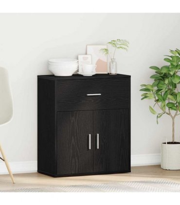vidaXL Sideboard with Drawer Black Oak 60 x 31 x 70 cm Engineered Wood