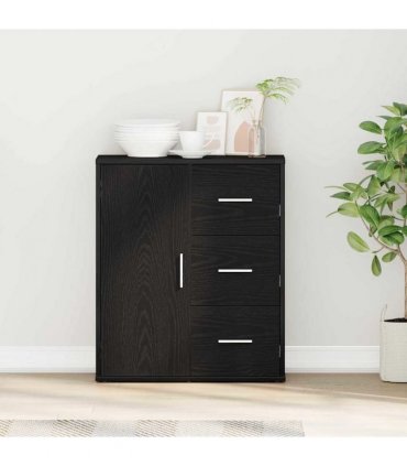 vidaXL Sideboard with Drawer Black Oak 60 x 31 x 70 cm Engineered Wood — V0672047743