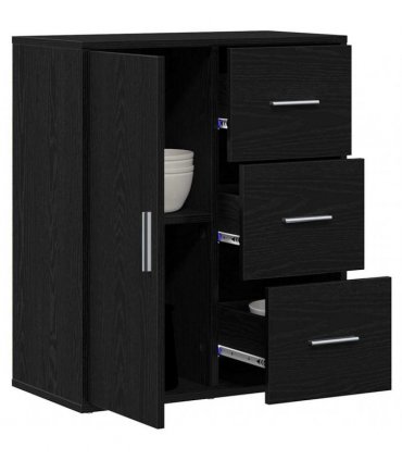 vidaXL Sideboard with Drawer Black Oak 60 x 31 x 70 cm Engineered Wood — V0672047743