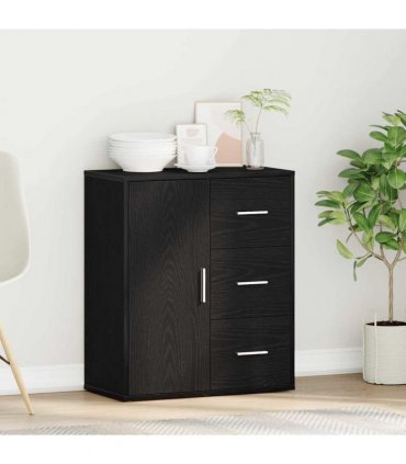 vidaXL Sideboard with Drawer Black Oak 60 x 31 x 70 cm Engineered Wood — V0672047743