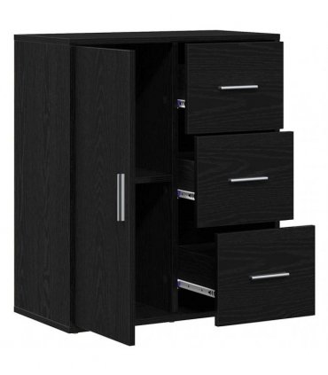 vidaXL Sideboard with Drawer Black Oak 60 x 31 x 70 cm Engineered Wood — V0672047743