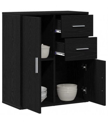 vidaXL Sideboard with Drawer Black Oak 60 x 31 x 70 cm Engineered Wood — V0672047759
