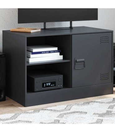 vidaXL TV Cabinet Black 67x39x44 cm Steel