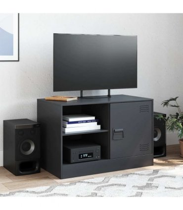 vidaXL TV Cabinet Black 67x39x44 cm Steel