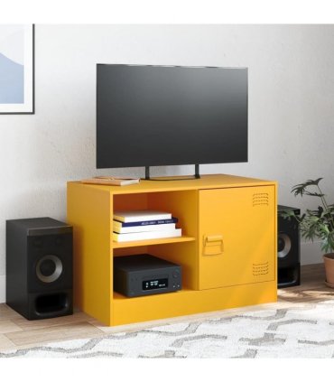 vidaXL TV Cabinet Mustard Yellow 67x39x44 cm Steel