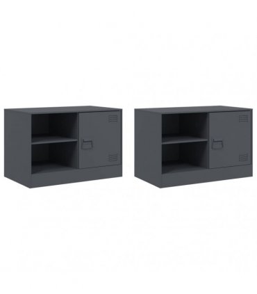 vidaXL TV Cabinets 2 pcs Anthracite 67x39x44 cm Steel — V0672047900