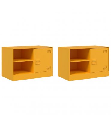 vidaXL TV Cabinets 2 pcs Mustard Yellow 67x39x44 cm Steel