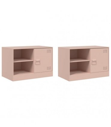 vidaXL TV Cabinets 2 pcs Pink 67x39x44 cm Steel — V0672047904