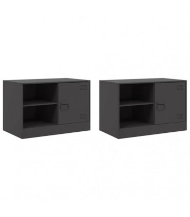 vidaXL TV Cabinets 2 pcs Black 67x39x44 cm Steel
