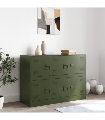 vidaXL Sideboard Olive Green 99x39x73 cm Steel — V0672047985