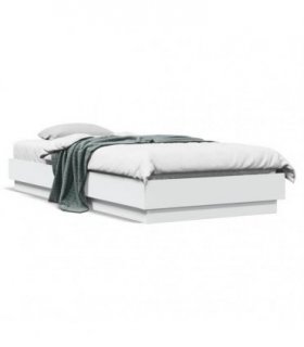 vidaXL Bed Frame without Mattress with LED Lights White 100x200 cm — Size: 100 x 200 cm — V0672048048