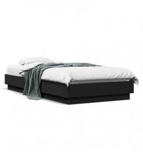 vidaXL Bed Frame without Mattress with LED Lights Black 75x190 cm Small Single — Size: 75 x 190 cm