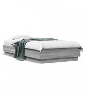 vidaXL Bed Frame without Mattress with LED Lights Grey Sonoma 75x190 cm Small Single — Size: 75 x 190 cm — V0672048050