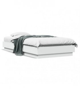 vidaXL Bed Frame without Mattress with LED Lights White 75x190 cm Small Single — Size: 75 x 190 cm — V0672048055
