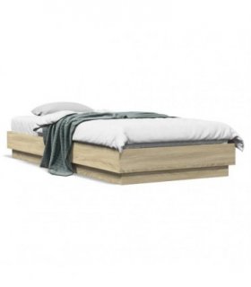 vidaXL Bed Frame without Mattress with LED Lights Sonoma Oak 90x200 cm — Size: 90 x 200 cm — V0672048057