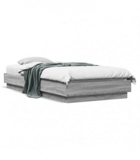 vidaXL Bed Frame without Mattress with LED Lights Grey Sonoma 100x200 cm — Size: 100 x 200 cm — V0672048061