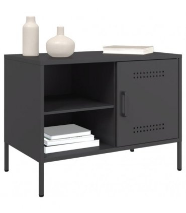 vidaXL TV Cabinets 2 pcs Black 68x39x50.5 cm Steel