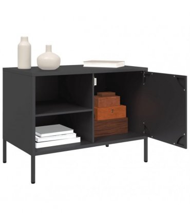 vidaXL TV Cabinets 2 pcs Black 68x39x50.5 cm Steel