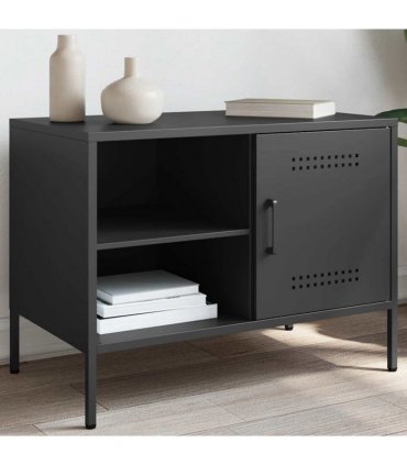vidaXL TV Cabinet Black 68x39x50.5 cm Steel