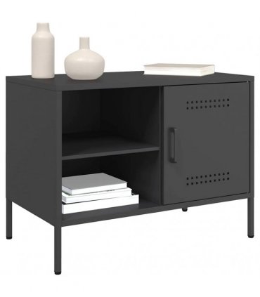 vidaXL TV Cabinet Black 68x39x50.5 cm Steel