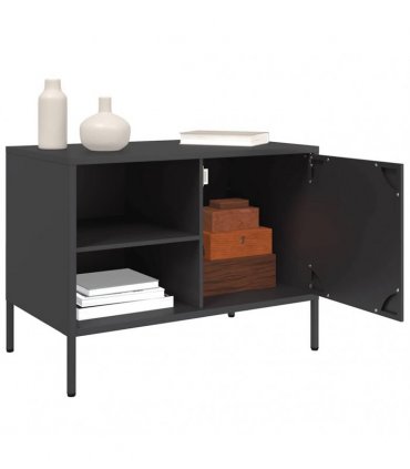 vidaXL TV Cabinet Black 68x39x50.5 cm Steel