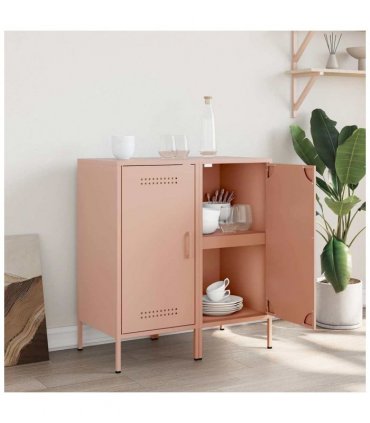 vidaXL Sideboards 2 pcs Pink 36x39x79 cm Steel