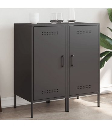 vidaXL Sideboards 2 pcs Black 36x39x79 cm Steel