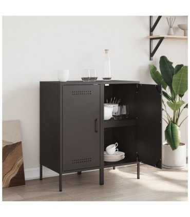vidaXL Sideboards 2 pcs Black 36x39x79 cm Steel