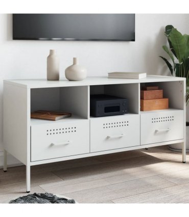 vidaXL TV Cabinet White 100.5x39x50.5 cm Steel