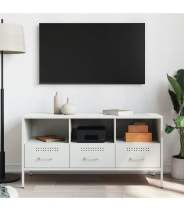 vidaXL TV Cabinet White 100.5x39x50.5 cm Steel