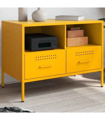vidaXL TV Cabinet Mustard Yellow 68x39x50.5 cm Steel