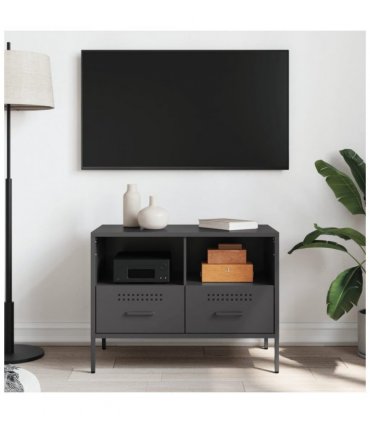 vidaXL TV Cabinet Black 68x39x50.5 cm Steel — V0672048212
