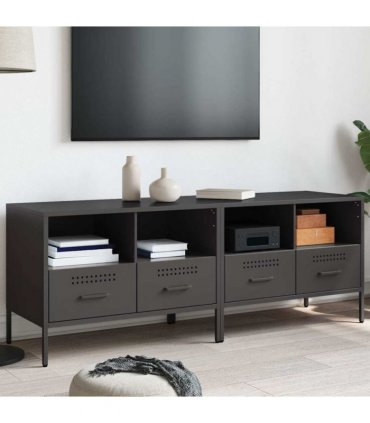 vidaXL TV Cabinets 2 pcs Black 68x39x50.5 cm Steel — V0672048214