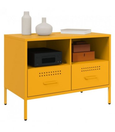 vidaXL TV Cabinets 2 pcs Mustard Yellow 68x39x50.5 cm Steel