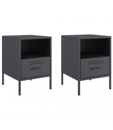 vidaXL Bedside Cabinets 2 pcs Anthracite 36x39x50.5 cm Steel — V0672048226