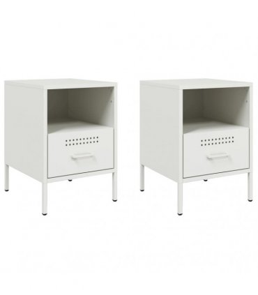 vidaXL Bedside Cabinets 2 pcs White 36x39x50.5 cm Steel — V0672048227