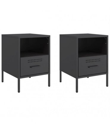 vidaXL Bedside Cabinets 2 pcs Black 36x39x50.5 cm Steel — V0672048228