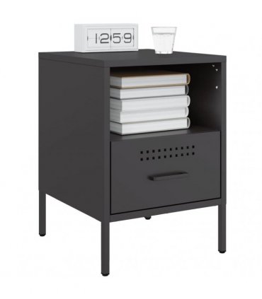 vidaXL Bedside Cabinets 2 pcs Black 36x39x50.5 cm Steel — V0672048228