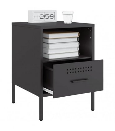 vidaXL Bedside Cabinets 2 pcs Black 36x39x50.5 cm Steel — V0672048228