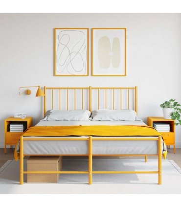 vidaXL Bedside Cabinets 2 pcs Mustard Yellow 36x39x50.5 cm Steel — V0672048229