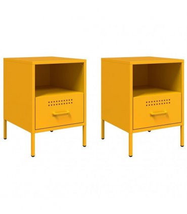 vidaXL Bedside Cabinets 2 pcs Mustard Yellow 36x39x50.5 cm Steel — V0672048229