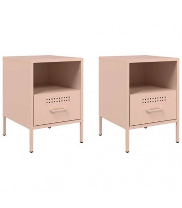 vidaXL Bedside Cabinets 2 pcs Pink 36x39x50.5 cm Steel — V0672048230