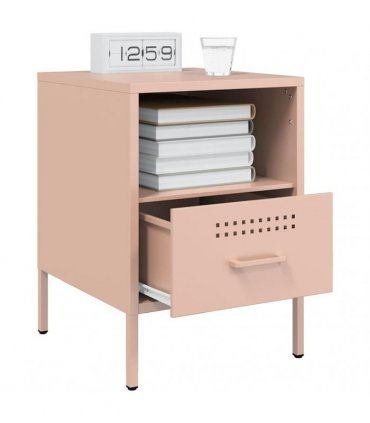 vidaXL Bedside Cabinets 2 pcs Pink 36x39x50.5 cm Steel — V0672048230