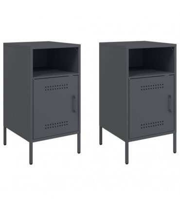 vidaXL Bedside Cabinets 2 pcs Anthracite 36x39x68 cm Steel