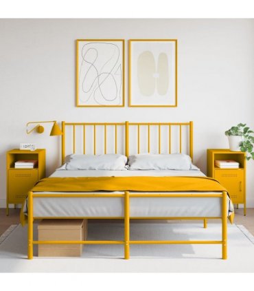 vidaXL Bedside Cabinets 2 pcs Mustard Yellow 36x39x68 cm Steel