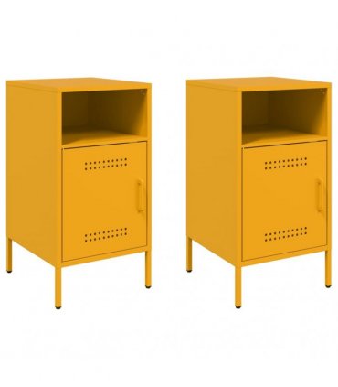 vidaXL Bedside Cabinets 2 pcs Mustard Yellow 36x39x68 cm Steel