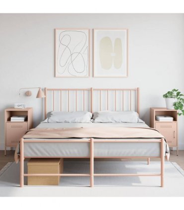 vidaXL Bedside Cabinets 2 pcs Pink 36x39x68 cm Steel